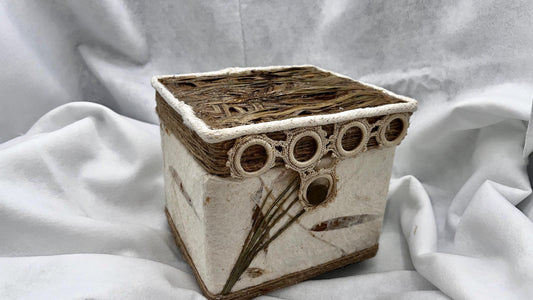 Nature Box, Natural Paper Covered Keepsake, Jewelry, Watch Box Velvet Lined