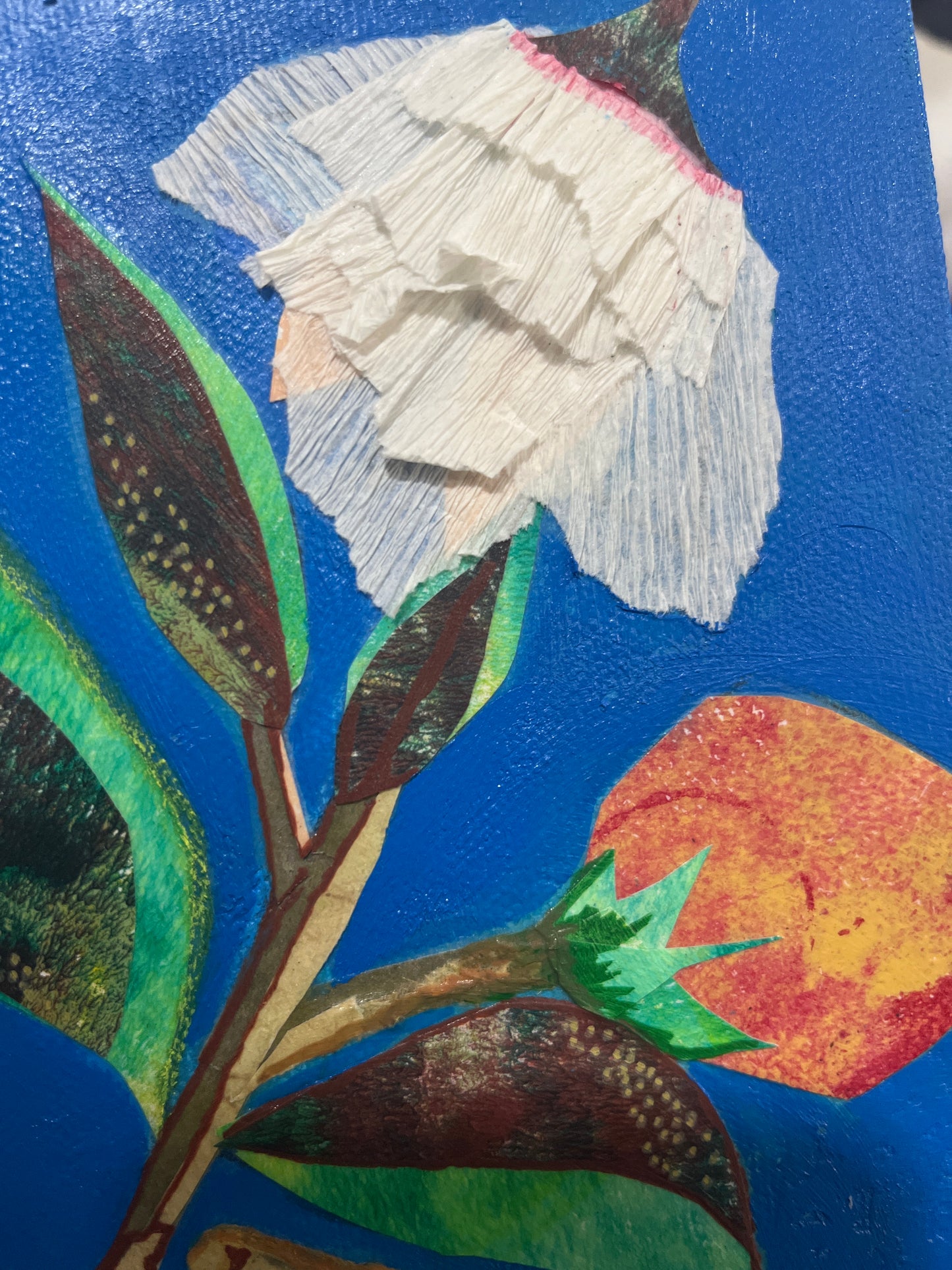 Butterfly & White Flowers Mixed Media Collage