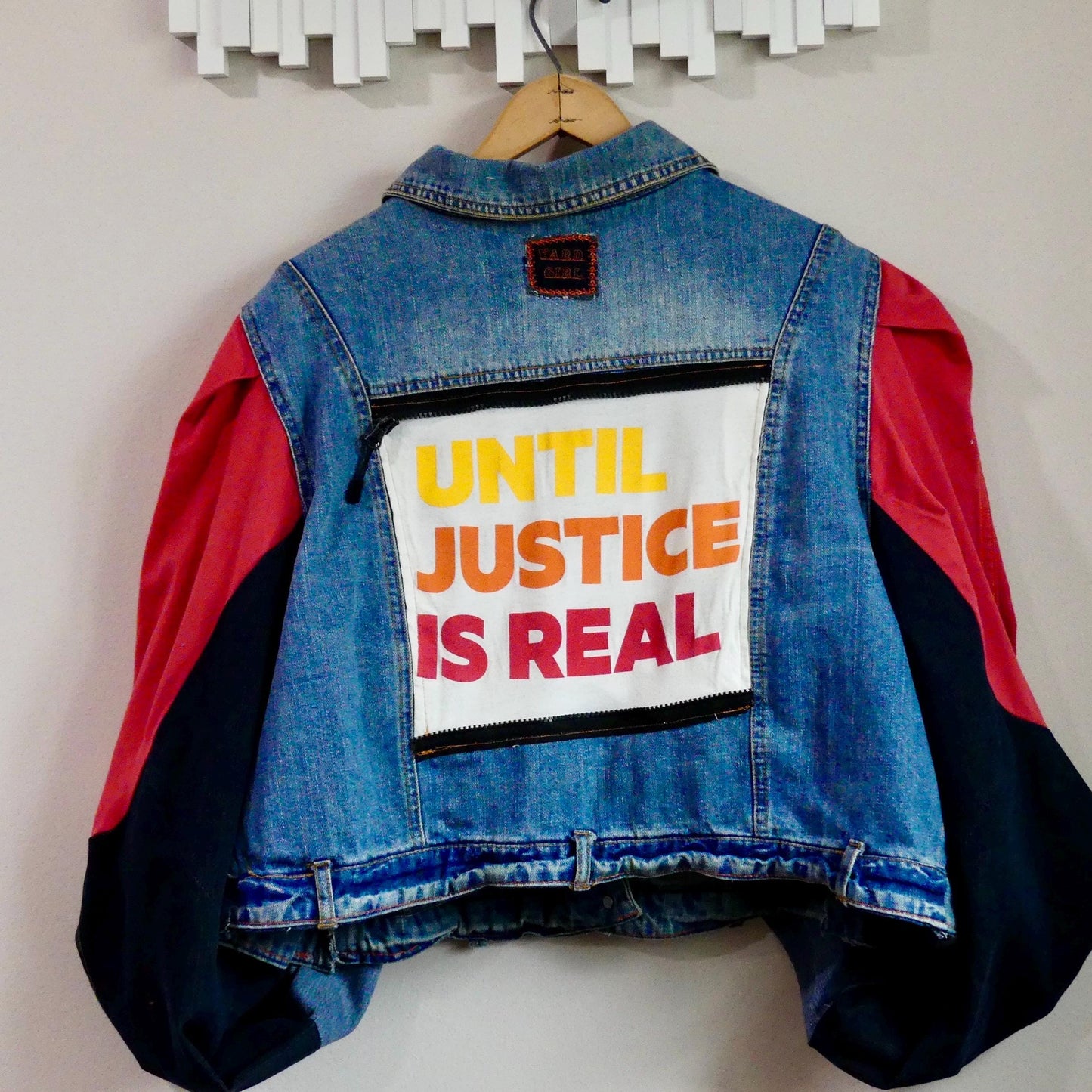 Justice Cropped Jean Jacket with Exaggerated Puffed Sleeves